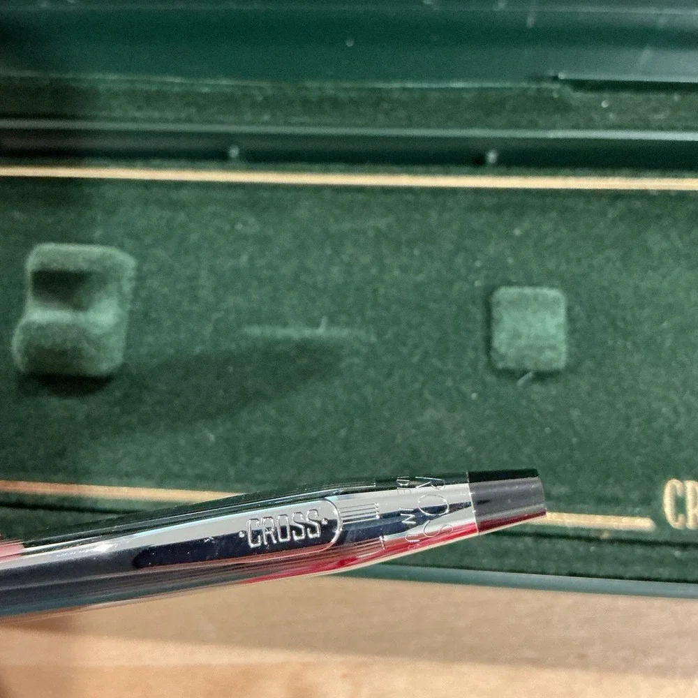 Vintage Cross Century 3502 Ballpoint Pen Chrome Silver in Box With Paperwork USA